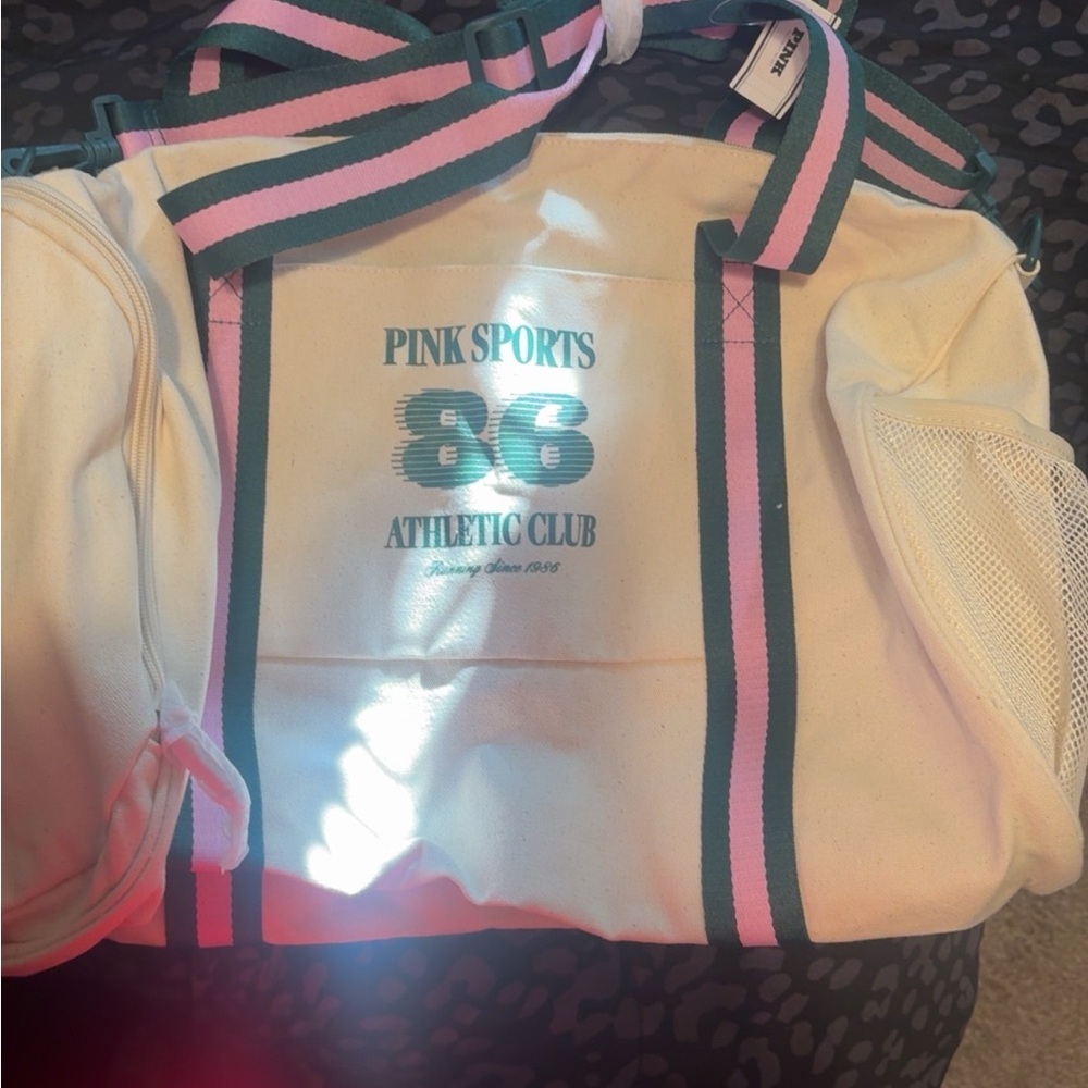 Victoria's Secret Pink and Green Striped Bag